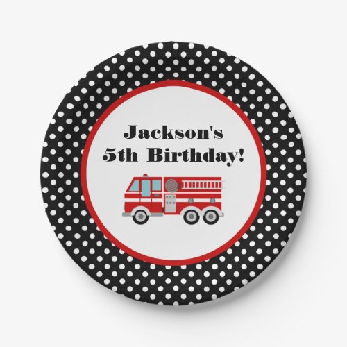 Fire Truck Birthday Party Personalized Paper Plates
