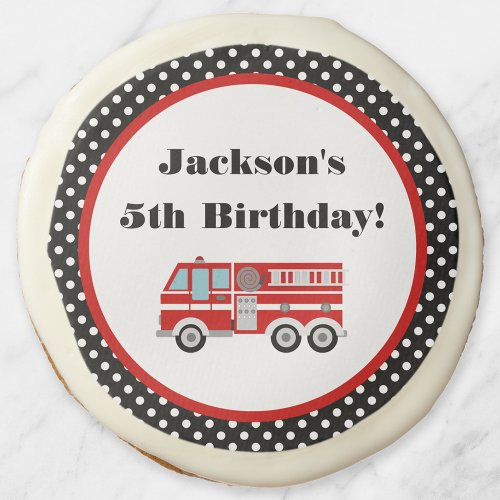 Fire Truck Birthday Party Personalized Sugar Cookie