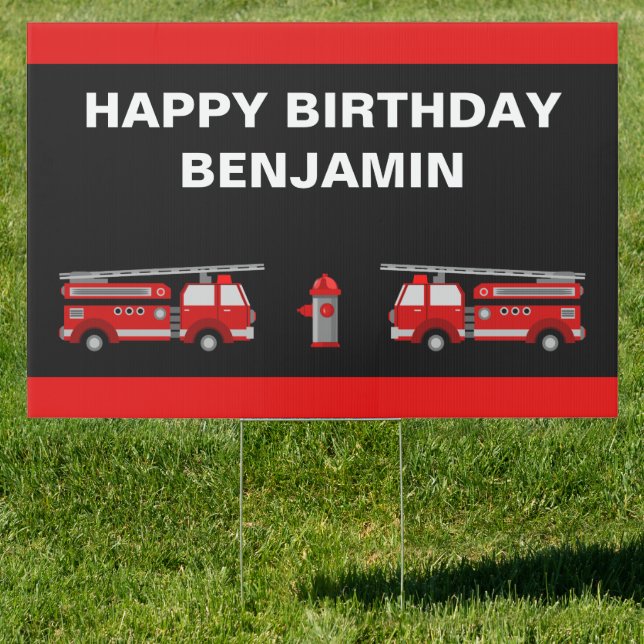Fire Truck Birthday Party Sign (Insitu)