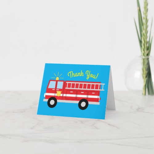 Fire Truck Birthday Party Thank You Card