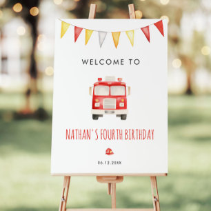 Fire Truck Birthday Party Welcome Sign