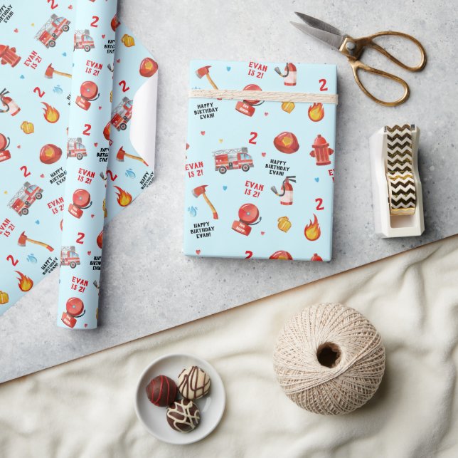 Fire Truck Birthday Party Wrapping Paper (Crafts)