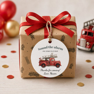 Fire Truck Birthday Sound the Alarm Favor Tags