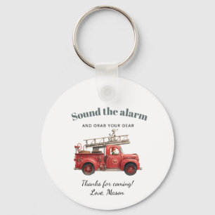 Fire Truck Birthday Sound the Alarm Keychain