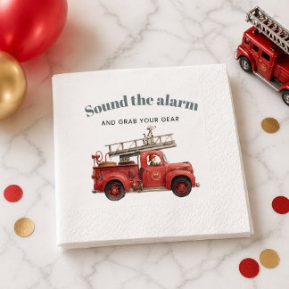 Fire Truck Birthday Sound the Alarm Napkins