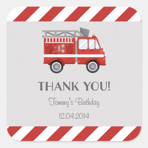 Fire Truck Birthday Sticker