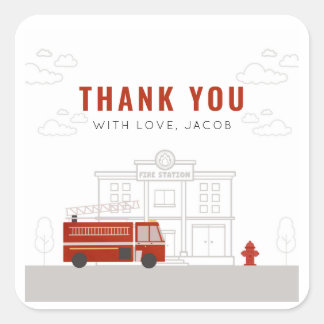 Fire Truck Birthday Stickers