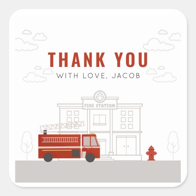 Fire Truck Birthday Stickers (Front)