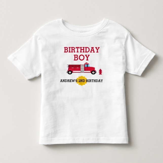 Fire Truck Birthday T-shirt Toddler Kid (Front)