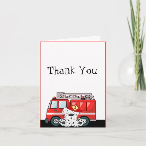 Fire Truck Birthday Thank You Card