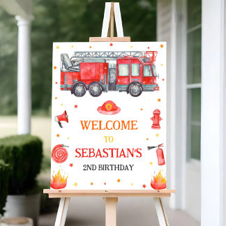 Fire Truck Birthday Welcome Sign
