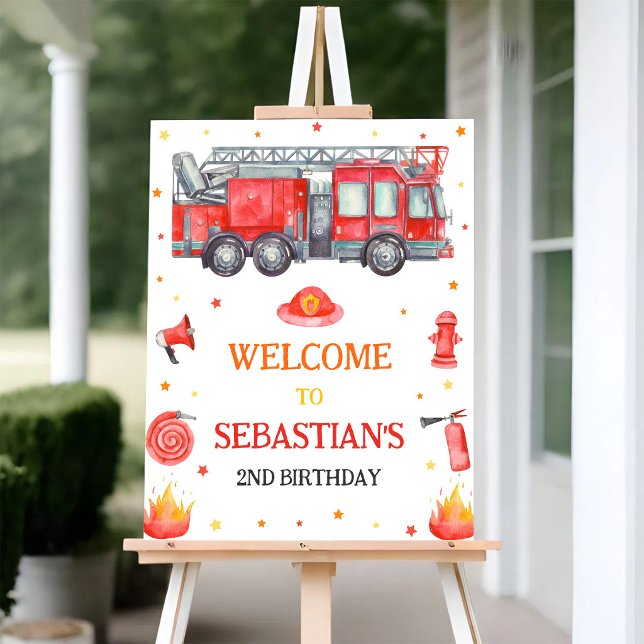 Fire Truck Birthday Welcome Sign (Creator Uploaded)