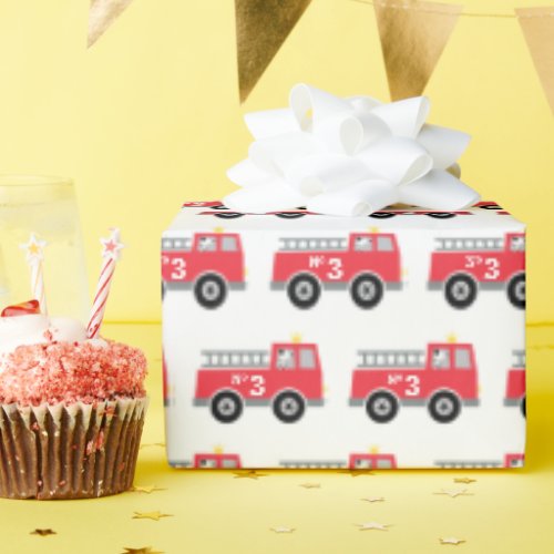Fire Truck Birthday  Wrapping Paper