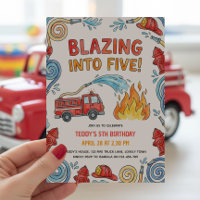 Fire Truck Blazing into Five 5th Birthday
