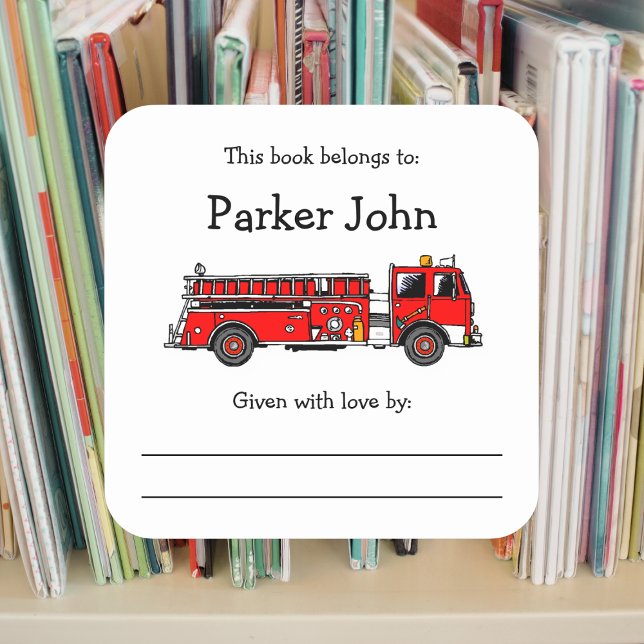 Fire Truck bookplate with message (Creator Uploaded)