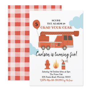 Fire Truck Boy Birthday Party Invitation
