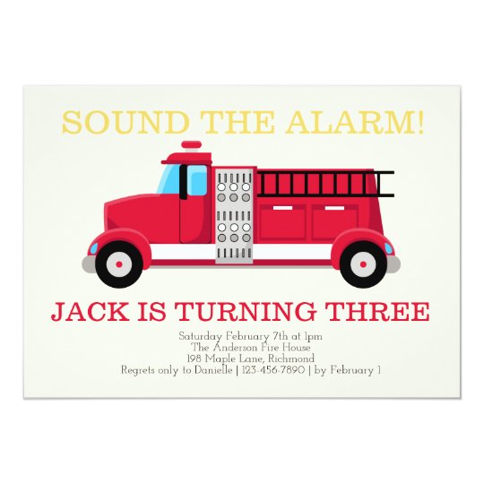 fire truck boys birthday invitation zazzle com