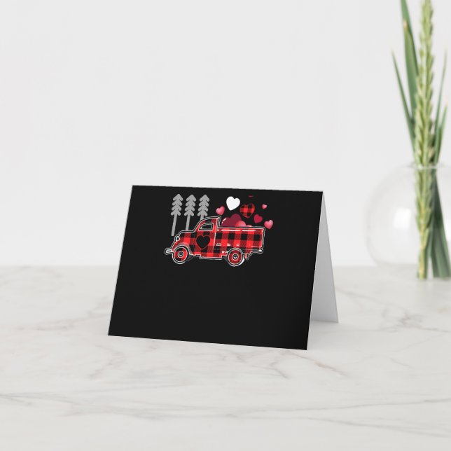 Fire Truck Buffalo Plaid Valentines Day Mom Dad So Card (Front)