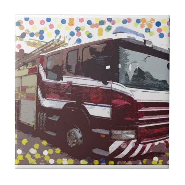 Fire Truck Ceramic Tile (Front)