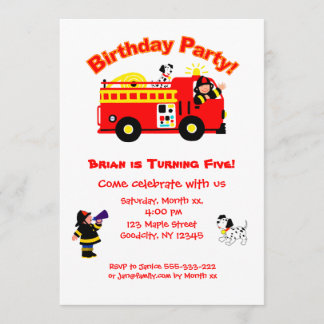 Fire Truck Children’s Birthday Invitation