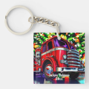 Fire Truck Christmas Keychain