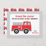 Fire Truck Class Valentines Holiday Postcard