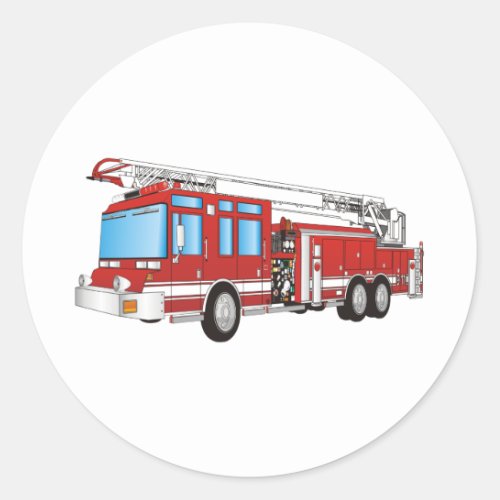 Fire Truck Classic Round Sticker