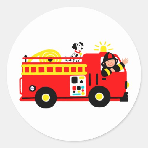 Fire Truck Classic Round Sticker