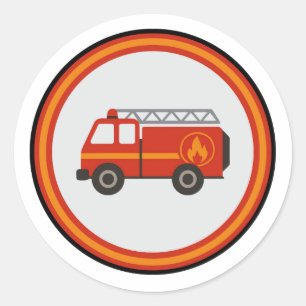 Fire truck classic round sticker
