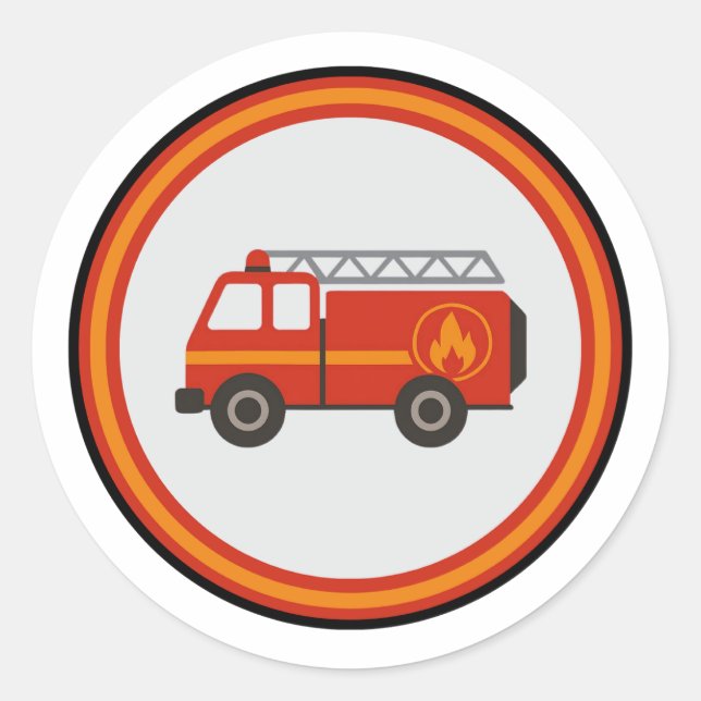 Fire truck  classic round sticker (Front)
