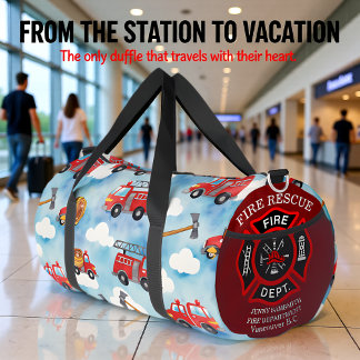 Fire Truck Clouds  Duffle Bag