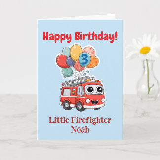 Fire Truck Congratulations, Personalized Birthday Card