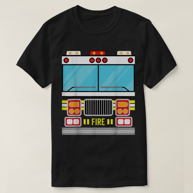 Fire Truck Costume Simple Easy Halloween Group Cos T-Shirt (Design Front)