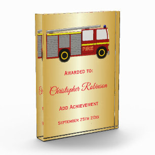Fire Truck Design Personalised Acrylic Award