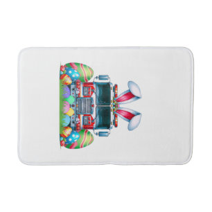 Fire Truck Easter Bunny Ears Firefighter Easter Eg Bath Mat