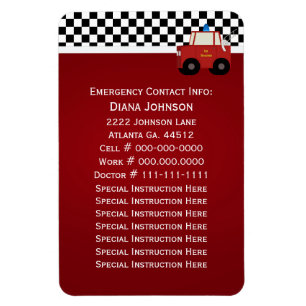Fire Truck Emergency Contact Magnet
