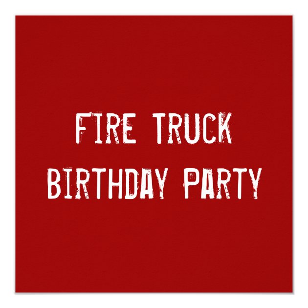 Fire Truck Engine Firefighter Birthday Invitations