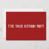 Fire Truck Engine Firefighter Birthday Invitations (Back)