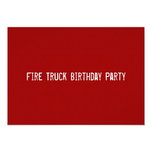 Fire Truck Engine Firefighter Birthday Invitations