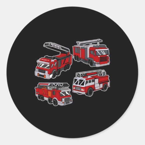 Fire Truck Engine Rescue Ladder Trucks Firefighter Classic Round Sticker