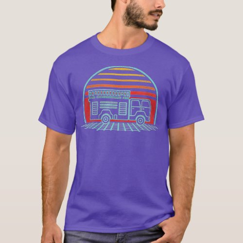 Fire Truck Engine Retro 80s Style  T_Shirt