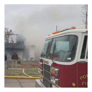 Fire Truck Faux Canvas Print