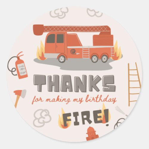 Fire Truck Favor Tag  Fire Truck Sticker