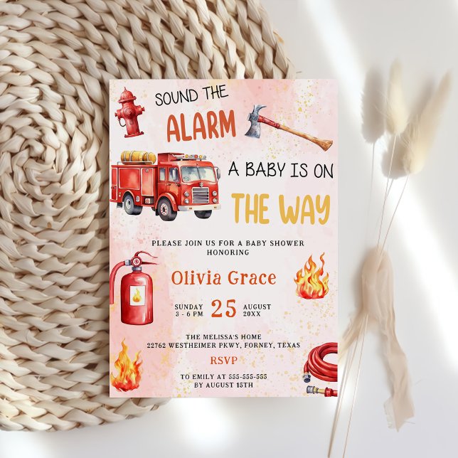 Fire Truck Fire Engine Baby Shower Party Invitation (Creator Uploaded)