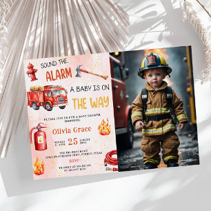 Fire Truck Fire Engine Baby Shower Party Invitation