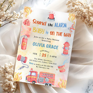 Fire Truck Fire Engine Baby Shower Party  Invitation