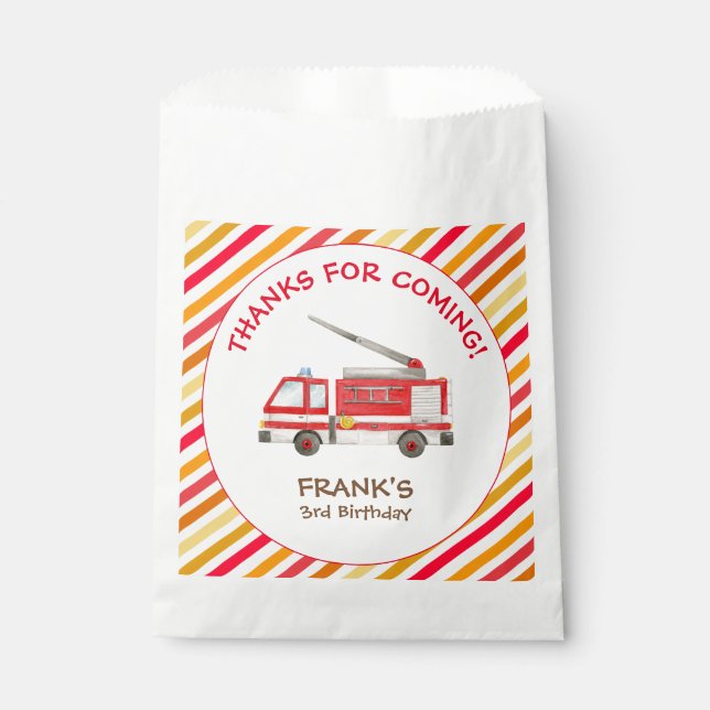 Fire Truck Fire Engine Birthday Party  Favor Bag (Front)