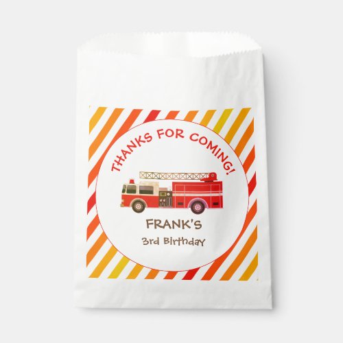 Fire Truck Fire Engine Birthday Party Favor Bag