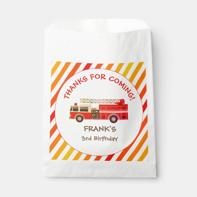 Fire Truck Fire Engine Birthday Party Favor Bag (Front)