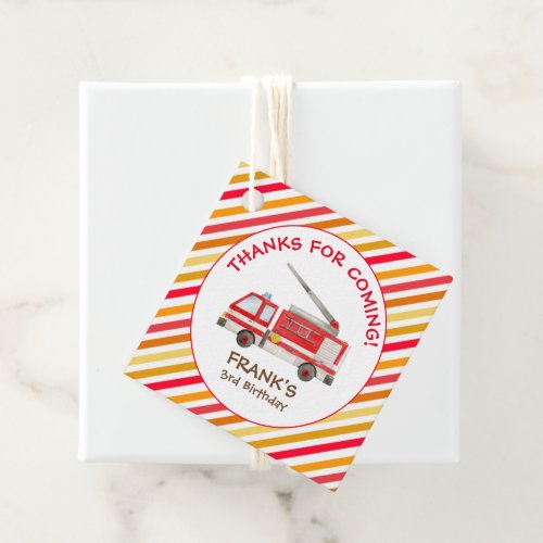 Fire Truck Fire Engine Birthday Party Favor Tags